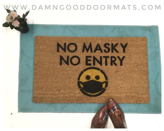 No Masky No Entry- funny Social distance please funny doormat doormatt new house gift go away rude welcome mat ()