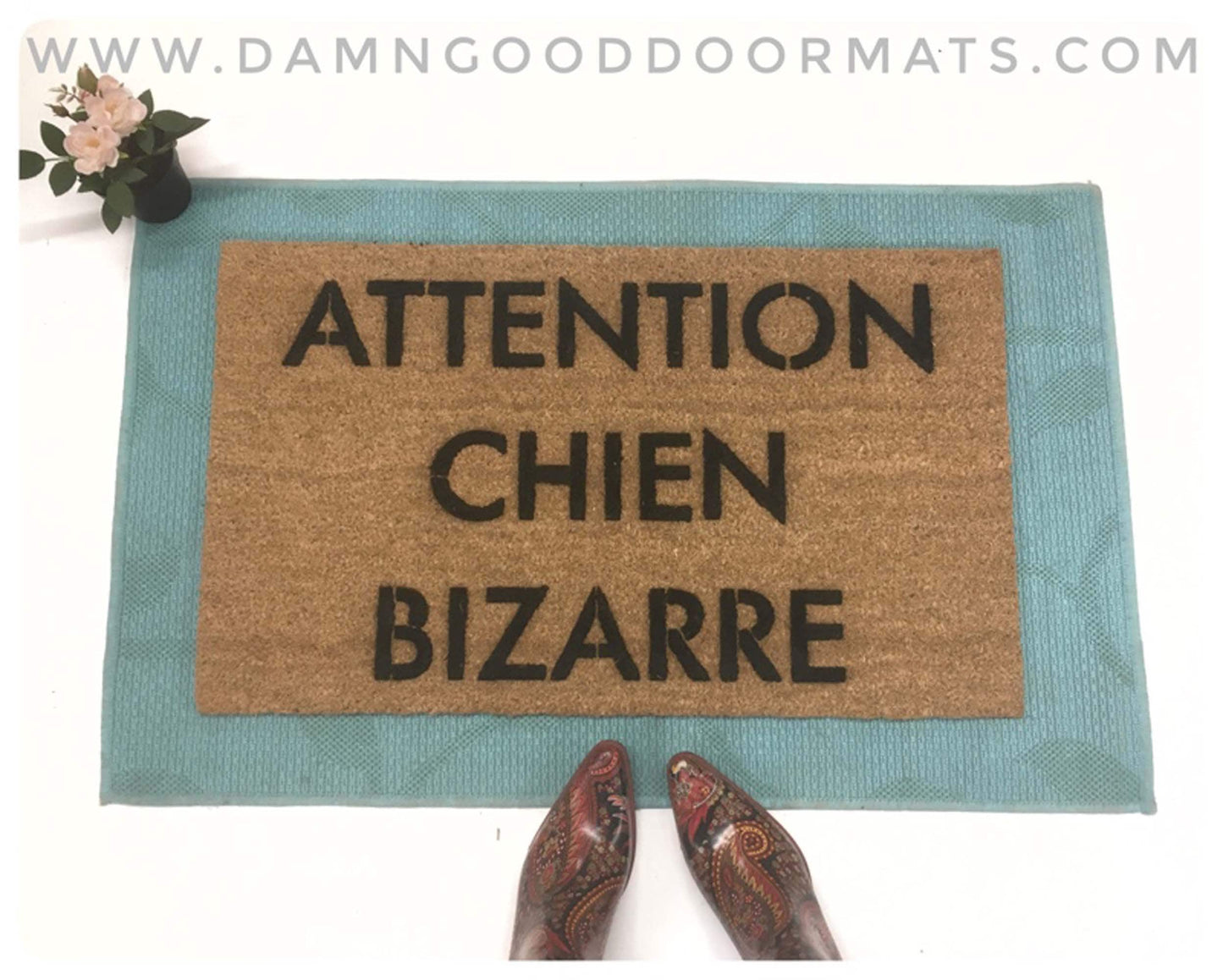 ATTENTION CHIEN BIZARRE strange dog french door mat  doormat canine doormatt new house dog lover gift (+)