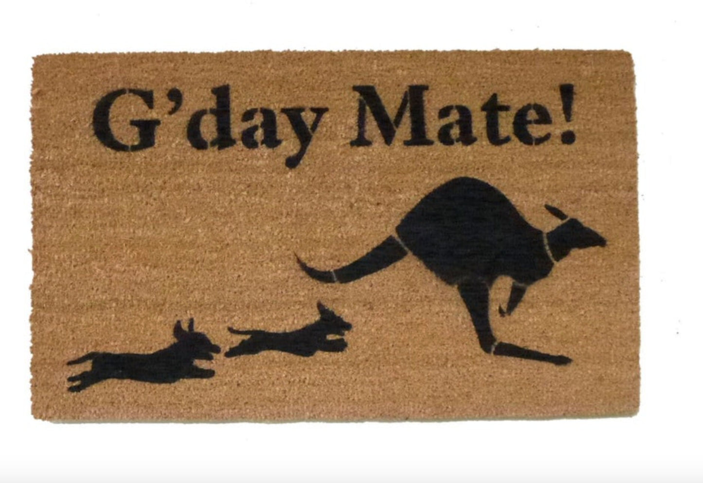 Chasing dogs G'day Mate kangaroo boho style Australian Aussie welcome doormat  door mat eco friendly doormatt new house gift