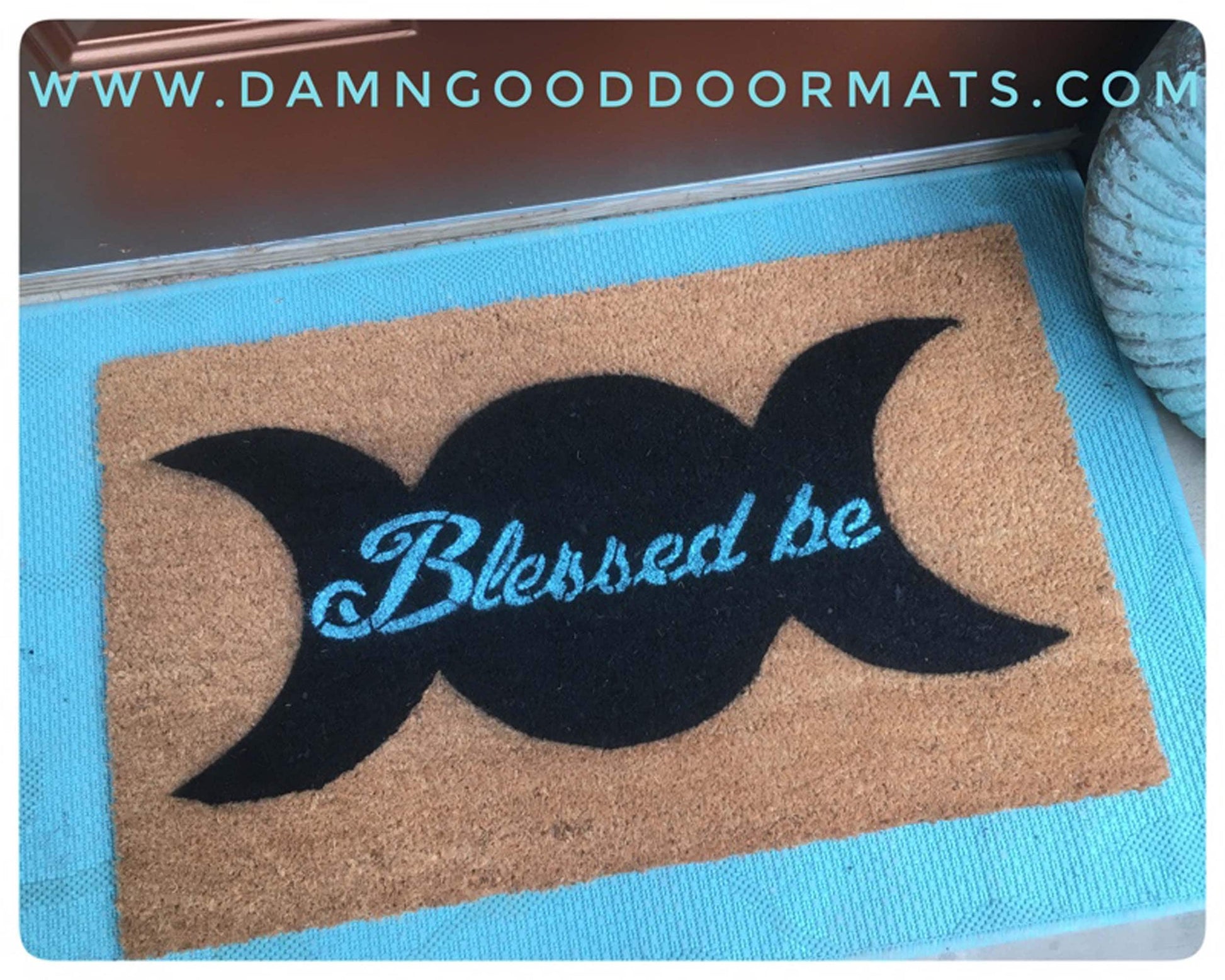 Promotional graphic for an all natural, sustainable, eco-friendly coir doormat made by Damn GoodDoormats