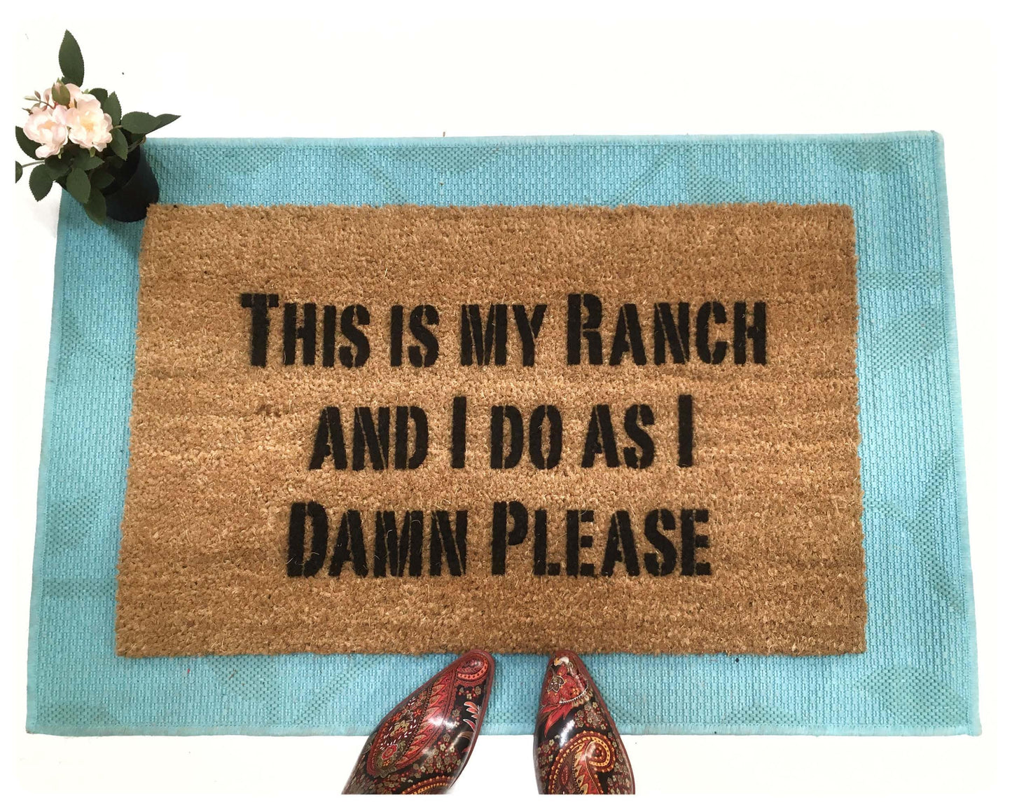 Farmhouse style Ranch life doormat This is my ranch and I do as I damn please funny decor shabby chic welcome mat housewarming gift for him