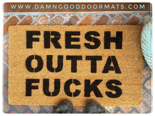 Fresh Outta Fucks welcome mat doormat  funny rude  f bomb doormatt new house gift obscene mat ()