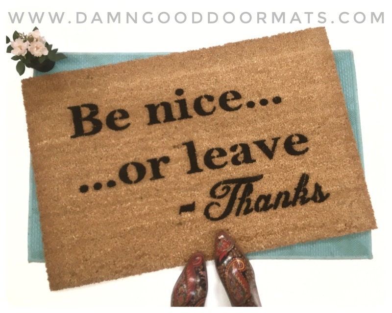 Promotional graphic for an all natural, sustainable, eco-friendly coir doormat made by Damn GoodDoormats