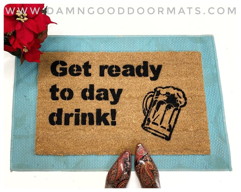 Day Drinking Quarantine decor funny Door Mat wine drinker housewarming hostess gift eco friendly winery bridal shower decor