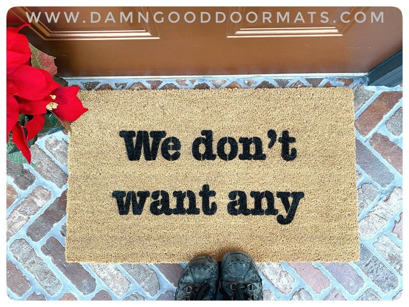 Promotional graphic for an all natural, sustainable, eco-friendly coir doormat made by Damn GoodDoormats