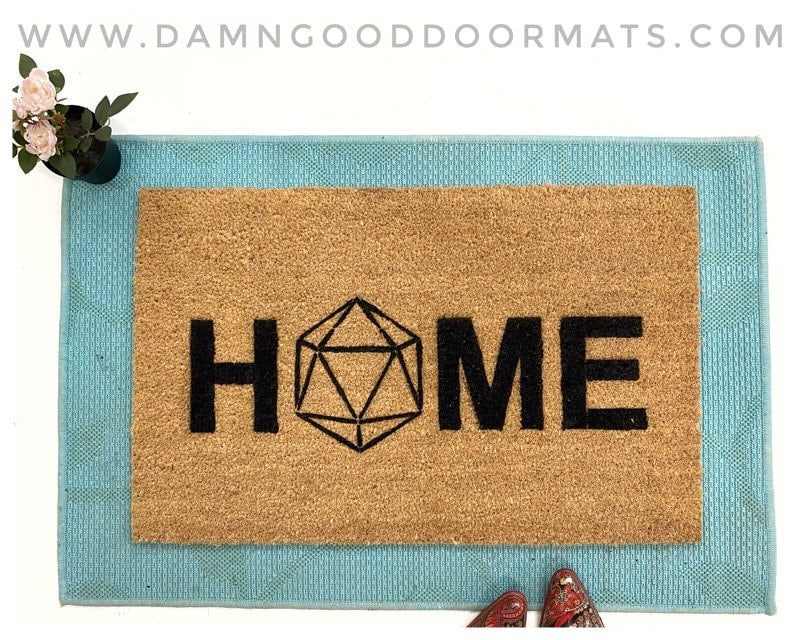 Promotional graphic for an all natural, sustainable, eco-friendly coir doormat made by Damn GoodDoormats