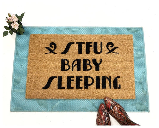 STFU Baby Sleeping™ ART DECO new Mom doormat funny doormat baby cute sweet door mat front door pet lover kids gift for mom new house gift