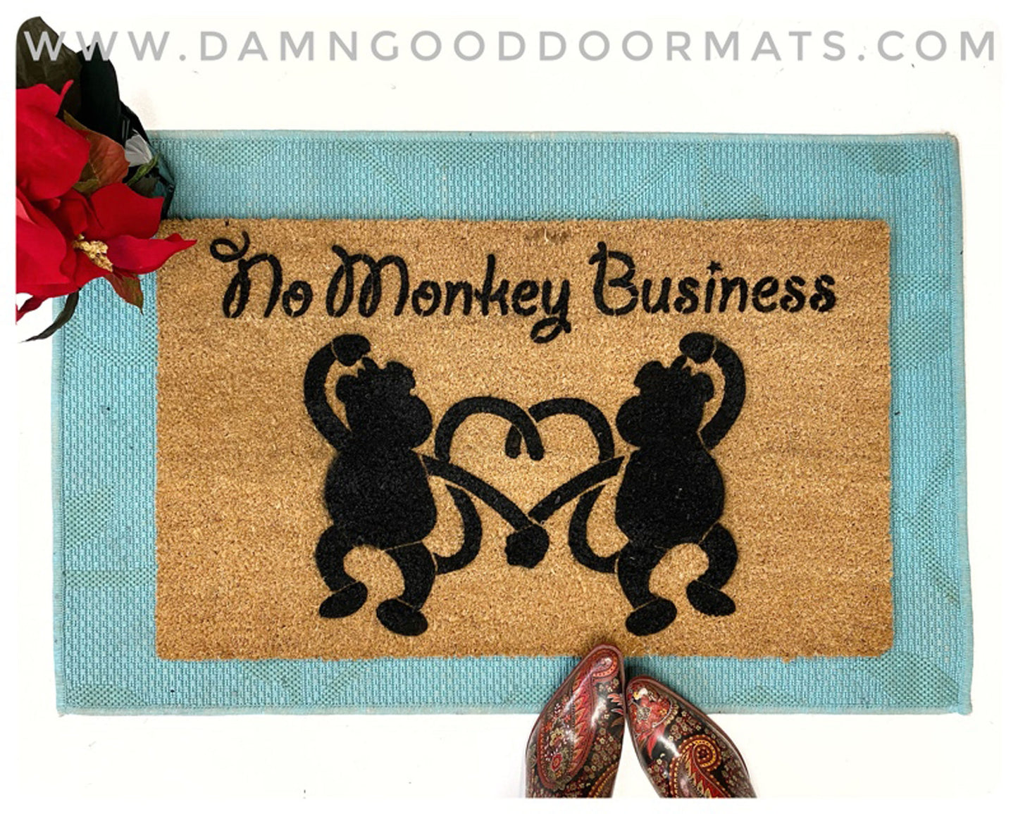 No Monkey Business doormat decor boho decor funny chimp welcome mat wipe your feet funny doormat barnyard humor doormatt