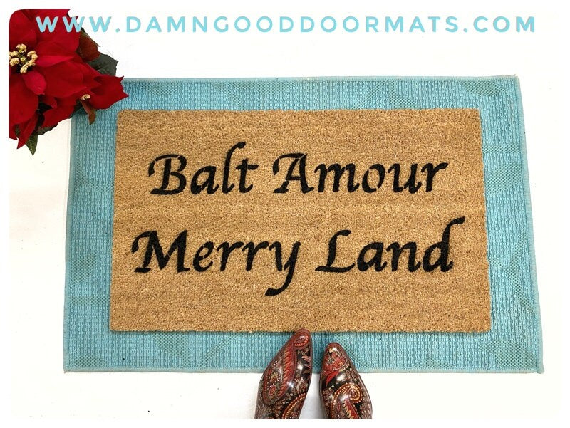 Promotional graphic for an all natural, sustainable, eco-friendly coir doormat made by Damn GoodDoormats