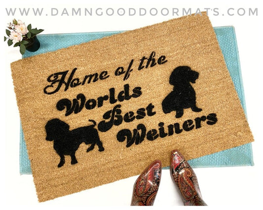 Promotional graphic for an all natural, sustainable, eco-friendly coir doormat made by Damn GoodDoormats