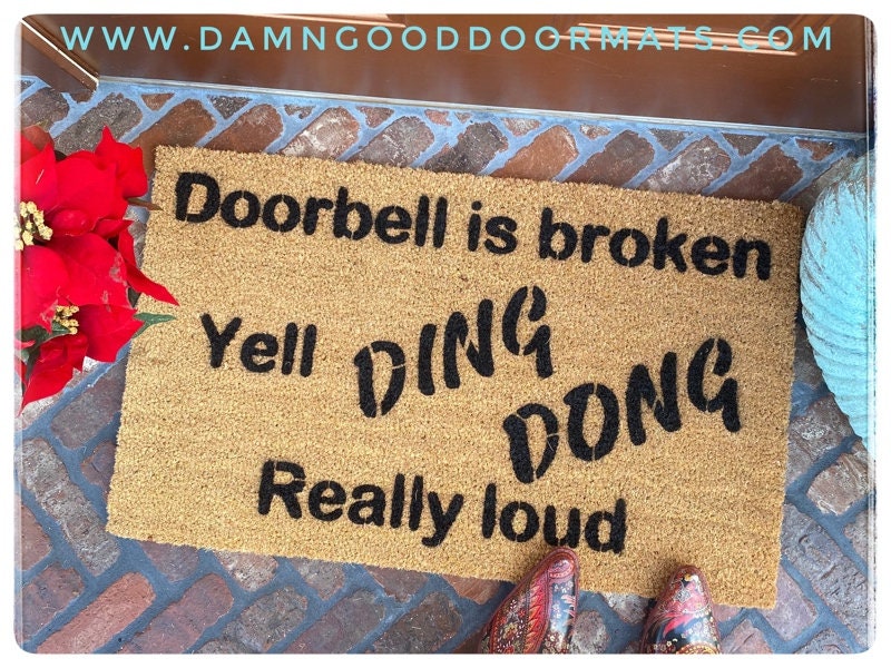 Promotional graphic for an all natural, sustainable, eco-friendly coir doormat made by Damn GoodDoormats