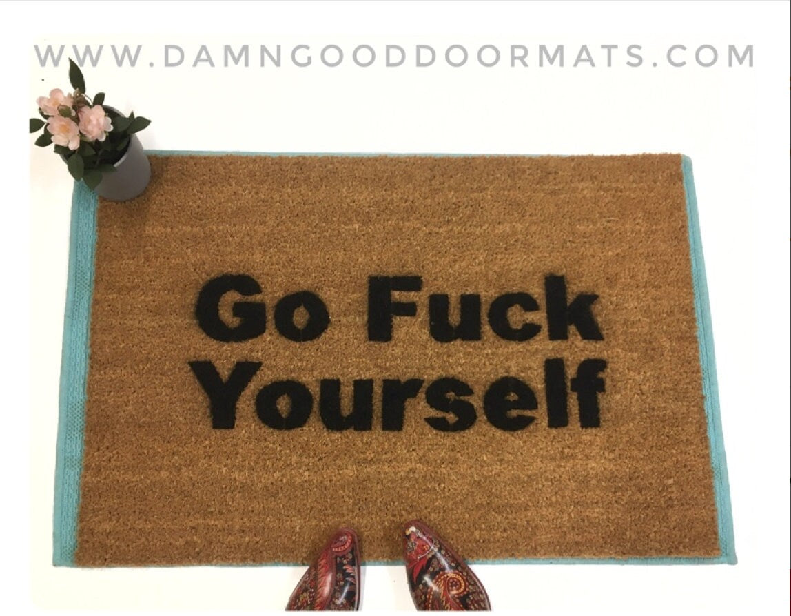 go fuck yourself welcome mat doormat  funny rude  f bomb doormatt new house gift obscene mat