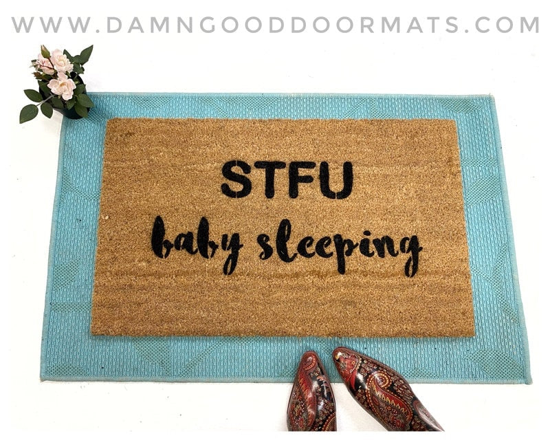 STFU Baby Sleeping™ new Mom doormat funny doormat baby step cute sweet door mat front door pet lover kids gift for mom new house gift