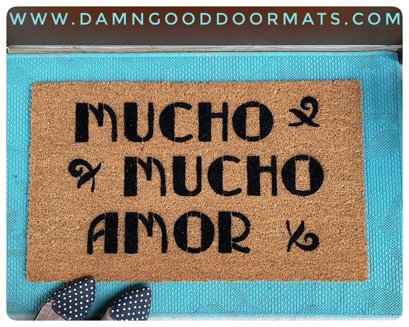 Promotional graphic for an all natural, sustainable, eco-friendly coir doormat made by Damn GoodDoormats