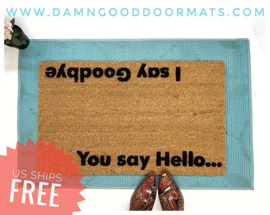 Promotional graphic for an all natural, sustainable, eco-friendly coir doormat made by Damn GoodDoormats