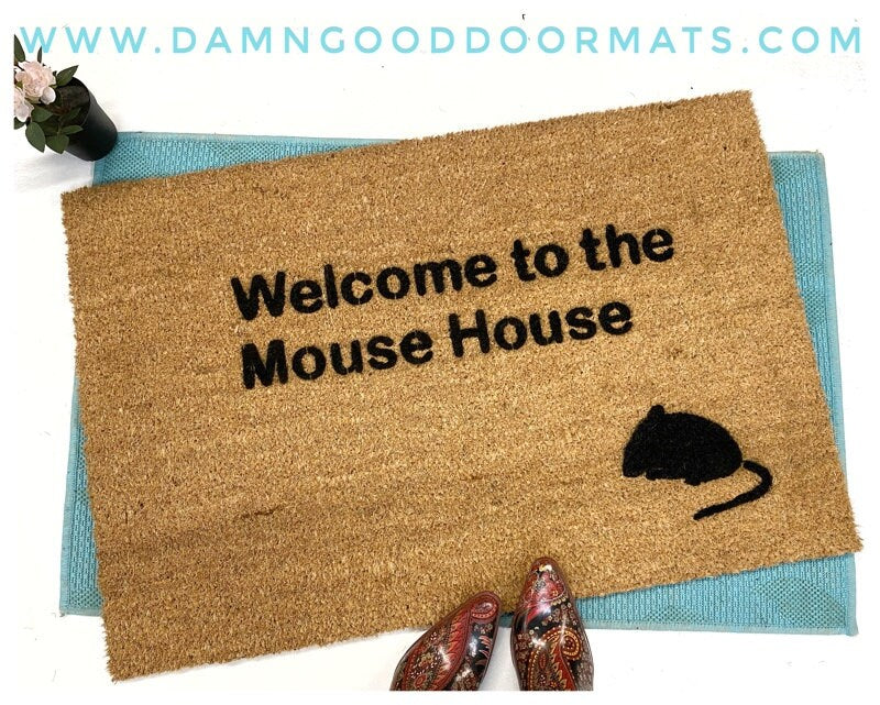 Promotional graphic for an all natural, sustainable, eco-friendly coir doormat made by Damn GoodDoormats