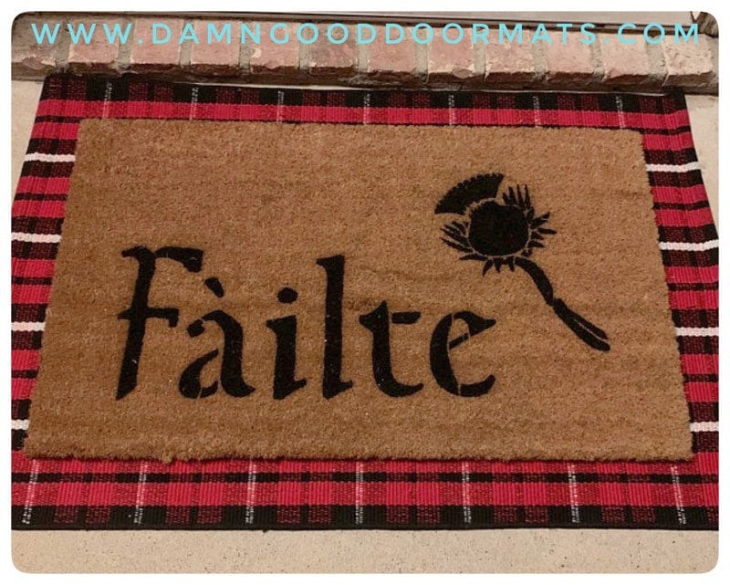 Promotional graphic for an all natural, sustainable, eco-friendly coir doormat made by Damn GoodDoormats