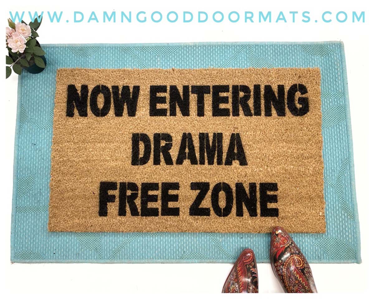 Promotional graphic for an all natural, sustainable, eco-friendly coir doormat made by Damn GoodDoormats