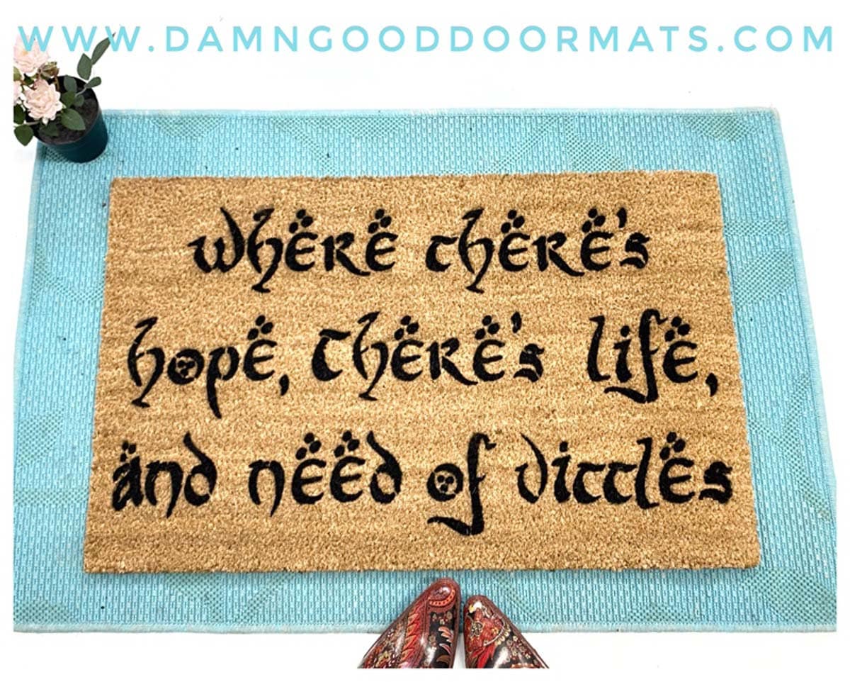 Tolkien /Where there's hope there's life/ geek doormat nerd gift  eco friendly outdoor coir   doormatt new house gift