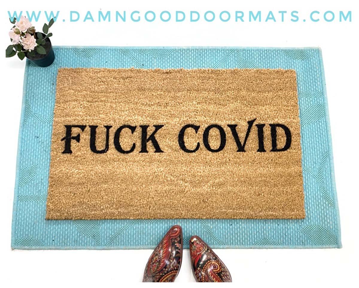 Promotional graphic for an all natural, sustainable, eco-friendly coir doormat made by Damn GoodDoormats