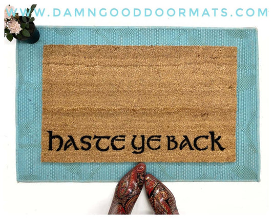 Promotional graphic for an all natural, sustainable, eco-friendly coir doormat made by Damn GoodDoormats