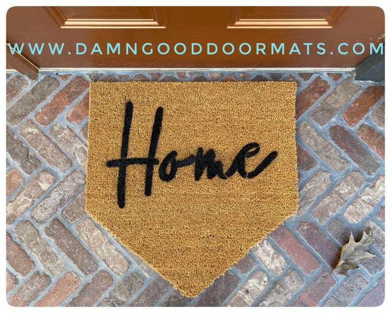 Promotional graphic for an all natural, sustainable, eco-friendly coir doormat made by Damn GoodDoormats