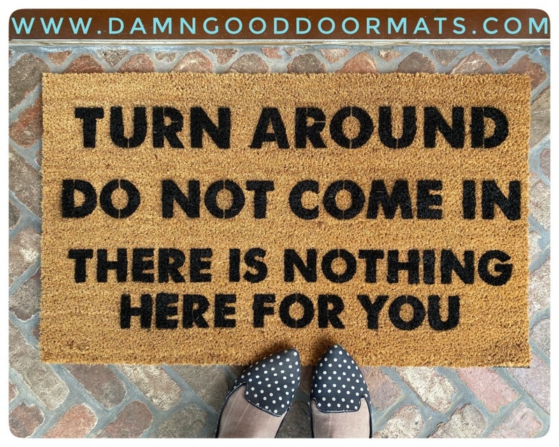 Promotional graphic for an all natural, sustainable, eco-friendly coir doormat made by Damn GoodDoormats