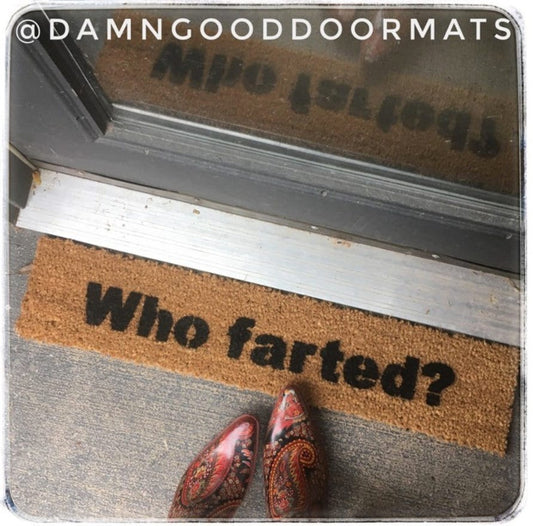 Who farted™ funny doormat, rude door mat, gag gift, goofy, gifts for him