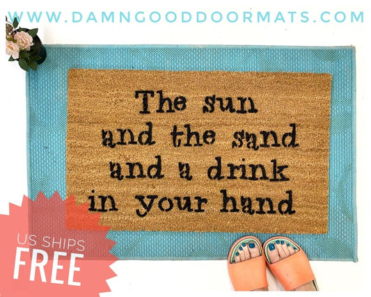 Promotional graphic for an all natural, sustainable, eco-friendly coir doormat made by Damn GoodDoormats