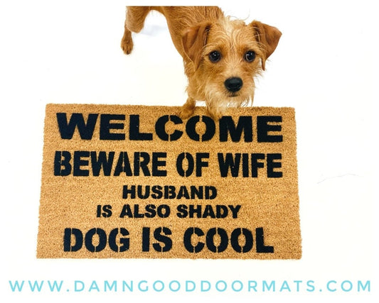 Promotional graphic for an all natural, sustainable, eco-friendly coir doormat made by Damn GoodDoormats