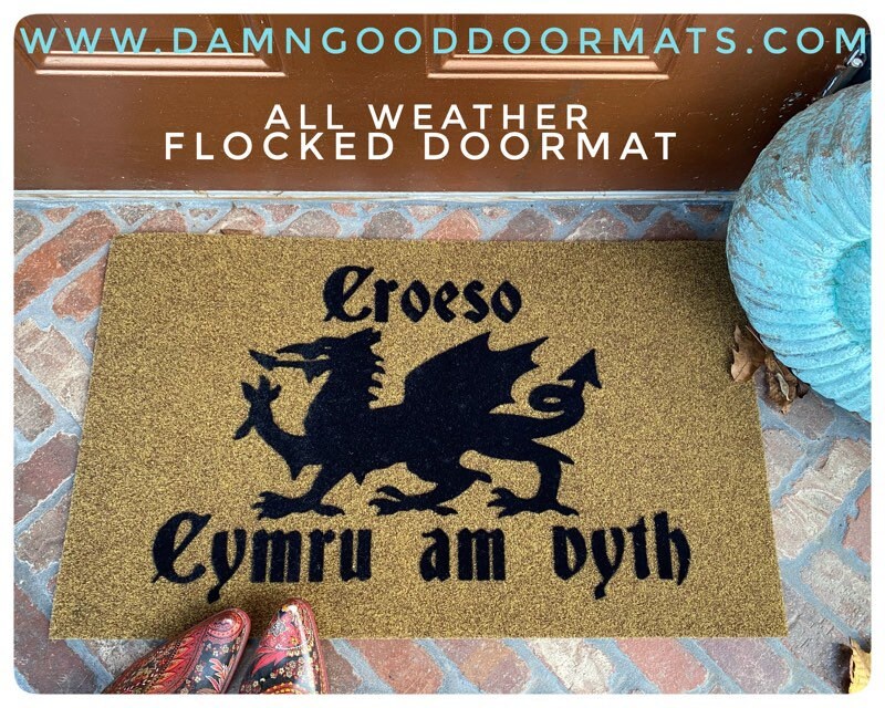 Promotional graphic for an all natural, sustainable, eco-friendly coir doormat made by Damn GoodDoormats