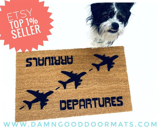 Promotional graphic for an all natural, sustainable, eco-friendly coir doormat made by Damn GoodDoormats