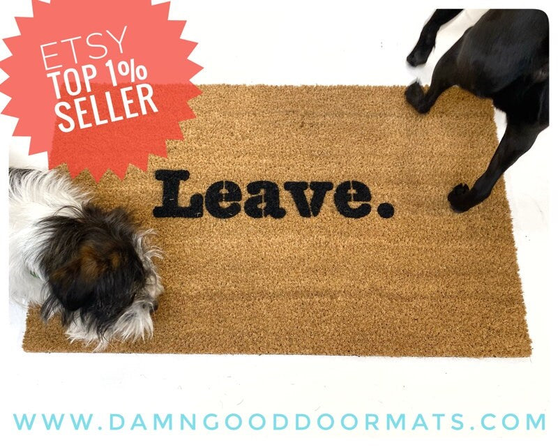 Promotional graphic for an all natural, sustainable, eco-friendly coir doormat made by Damn GoodDoormats