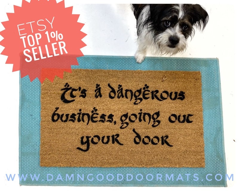 Promotional graphic for an all natural, sustainable, eco-friendly coir doormat made by Damn GoodDoormats