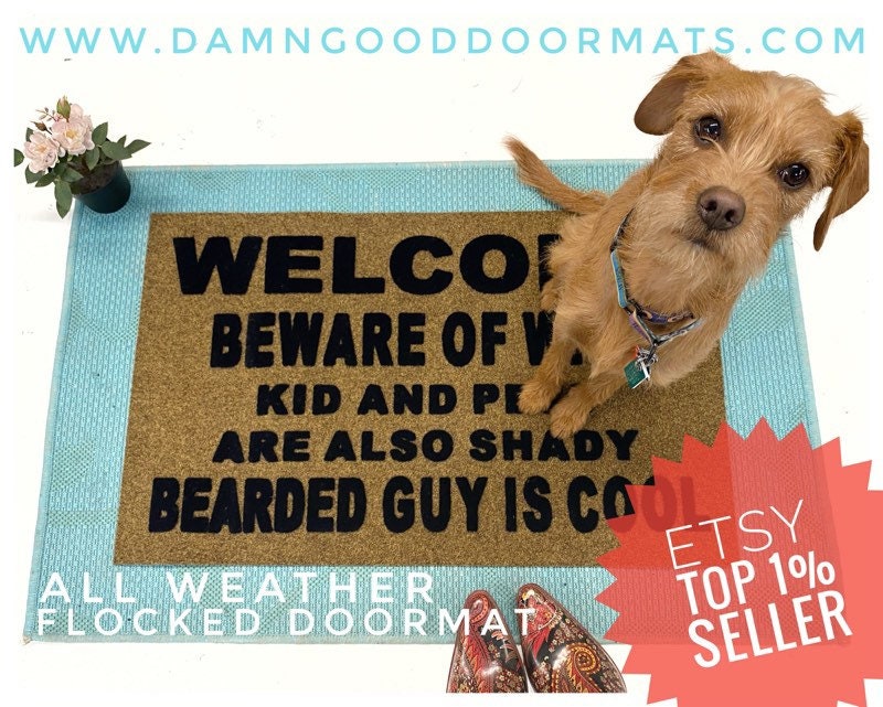 Promotional graphic for an all natural, sustainable, eco-friendly coir doormat made by Damn GoodDoormats