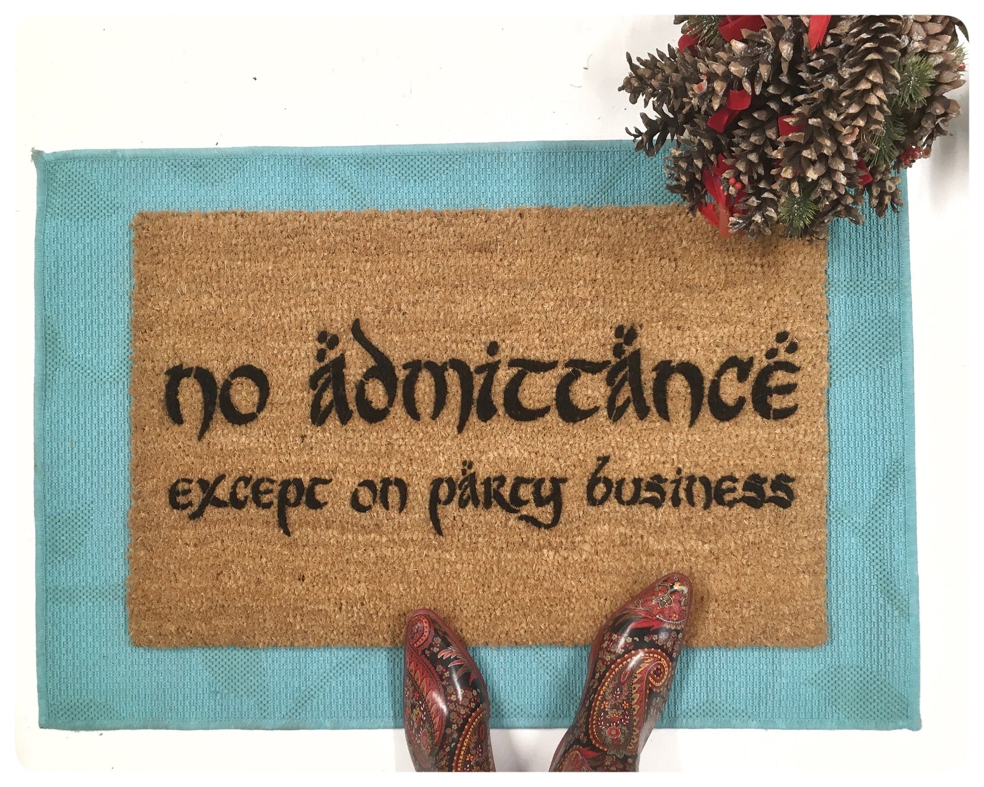 Promotional graphic for an all natural, sustainable, eco-friendly coir doormat made by Damn GoodDoormats