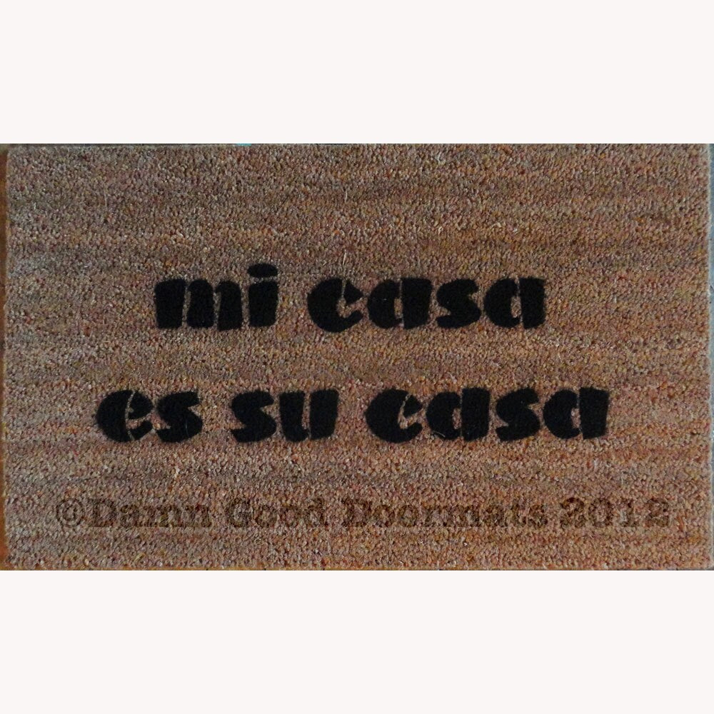 Promotional graphic for an all natural, sustainable, eco-friendly coir doormat made by Damn GoodDoormats