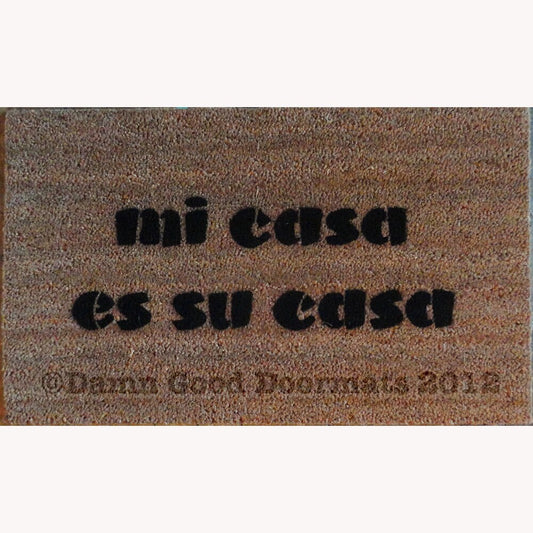 Promotional graphic for an all natural, sustainable, eco-friendly coir doormat made by Damn GoodDoormats