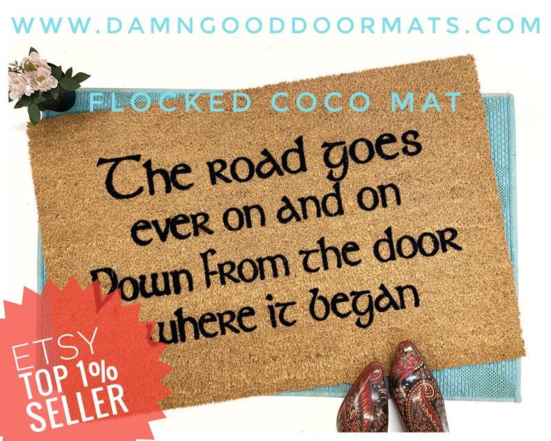 Promotional graphic for an all natural, sustainable, eco-friendly coir doormat made by Damn GoodDoormats