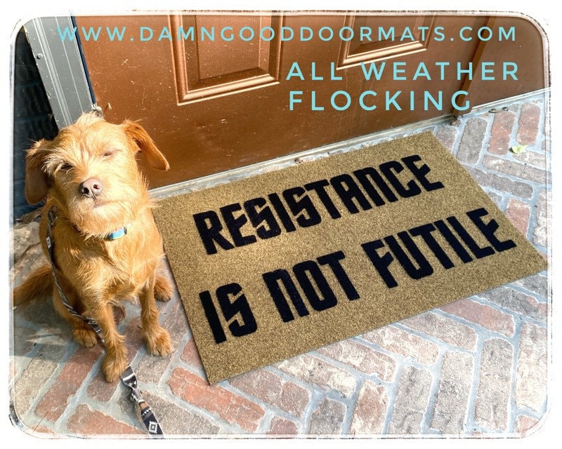 Promotional graphic for an all natural, sustainable, eco-friendly coir doormat made by Damn GoodDoormats