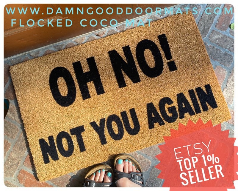 Promotional graphic for an all natural, sustainable, eco-friendly coir doormat made by Damn GoodDoormats