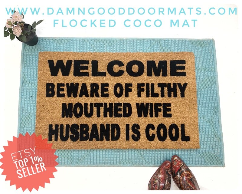 Promotional graphic for an all natural, sustainable, eco-friendly coir doormat made by Damn GoodDoormats