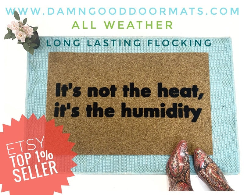 Promotional graphic for an all natural, sustainable, eco-friendly coir doormat made by Damn GoodDoormats