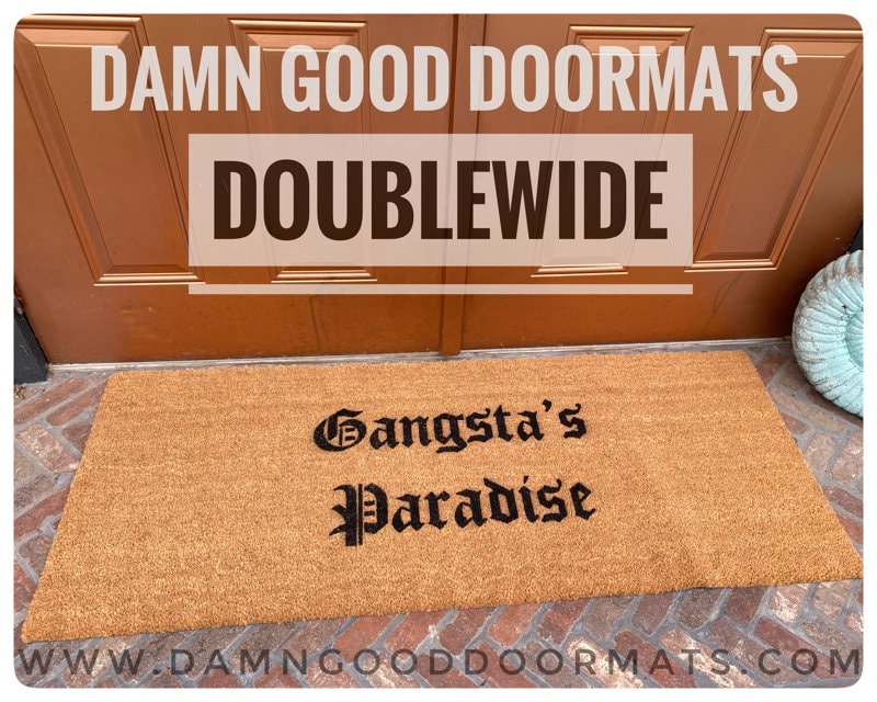 Promotional graphic for an all natural, sustainable, eco-friendly coir doormat made by Damn GoodDoormats