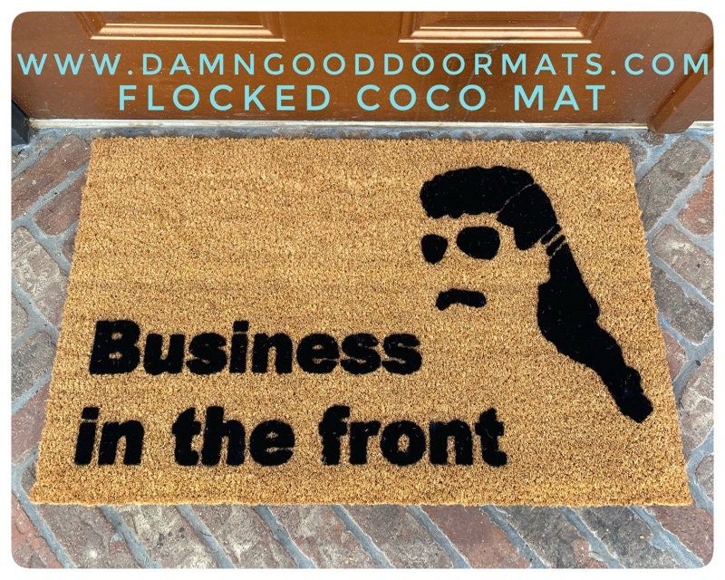 Promotional graphic for an all natural, sustainable, eco-friendly coir doormat made by Damn GoodDoormats