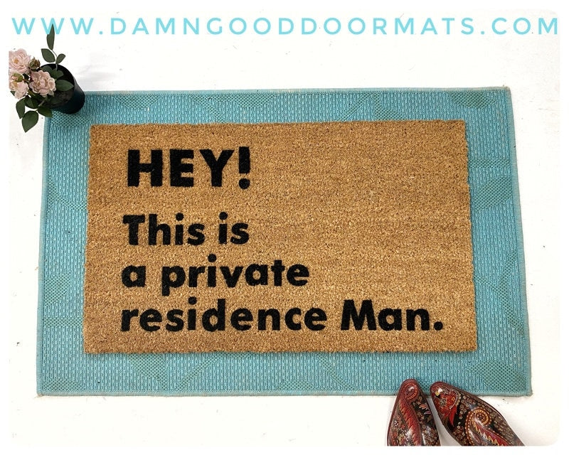 Promotional graphic for an all natural, sustainable, eco-friendly coir doormat made by Damn GoodDoormats