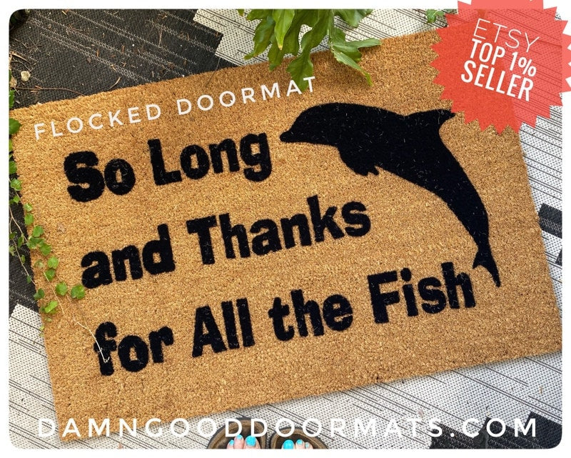 Promotional graphic for an all natural, sustainable, eco-friendly coir doormat made by Damn GoodDoormats