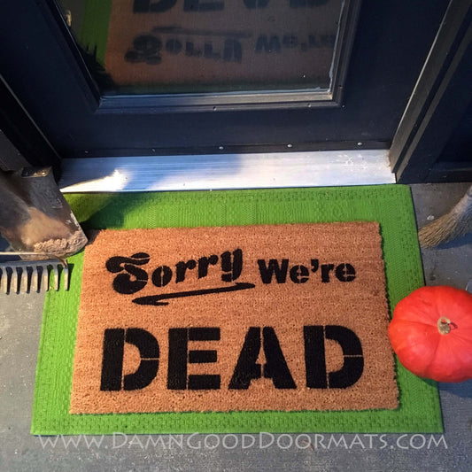 Promotional graphic for an all natural, sustainable, eco-friendly coir doormat made by Damn GoodDoormats