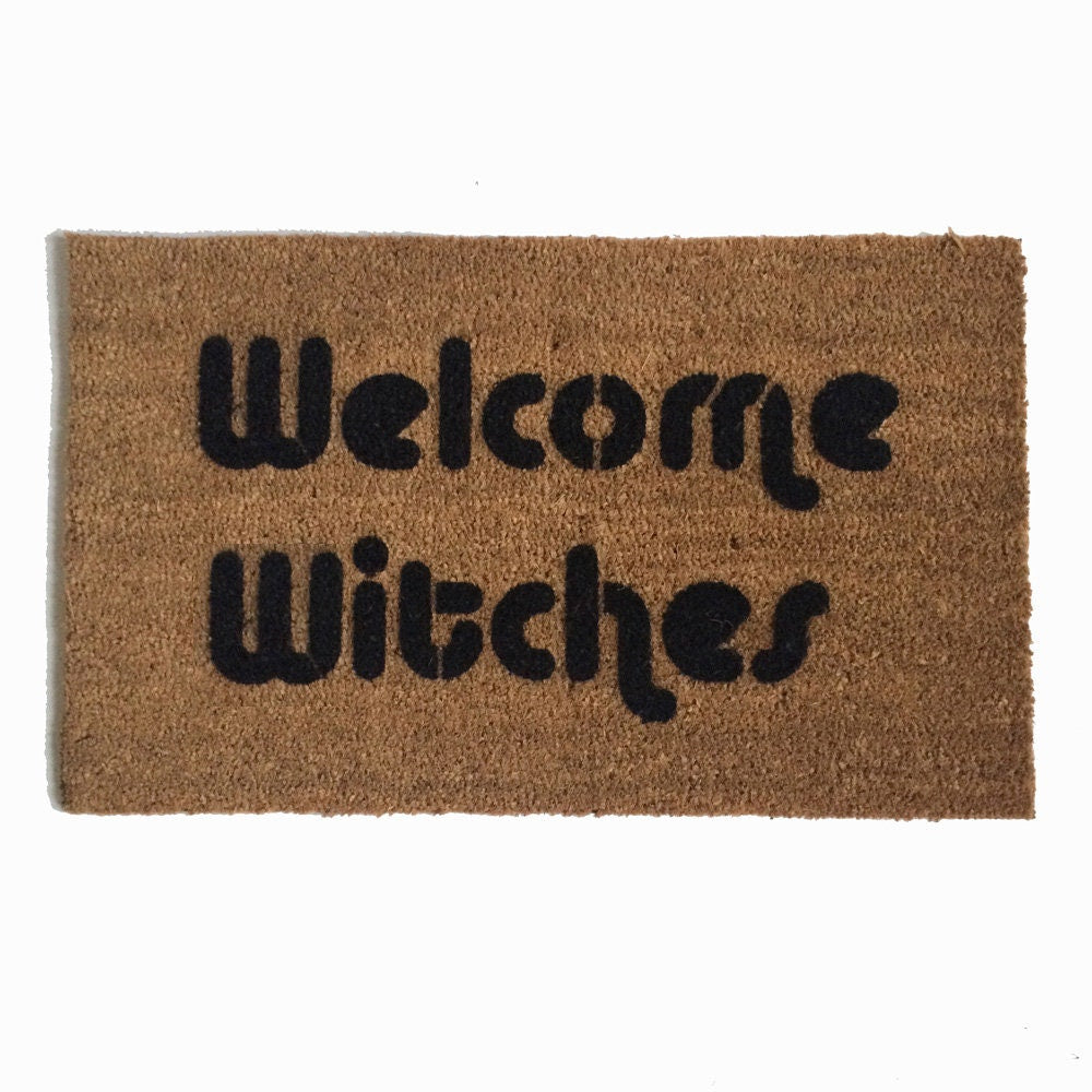 halloween outdoor coir doormat reading &quot;welcome witches&quot; witchy decor