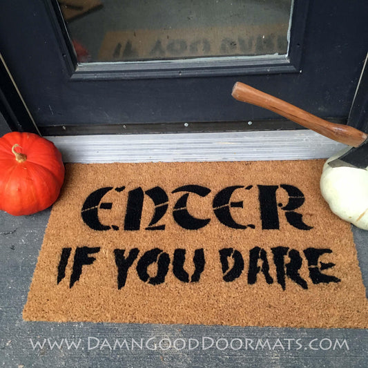 Promotional graphic for an all natural, sustainable, eco-friendly coir doormat made by Damn GoodDoormats